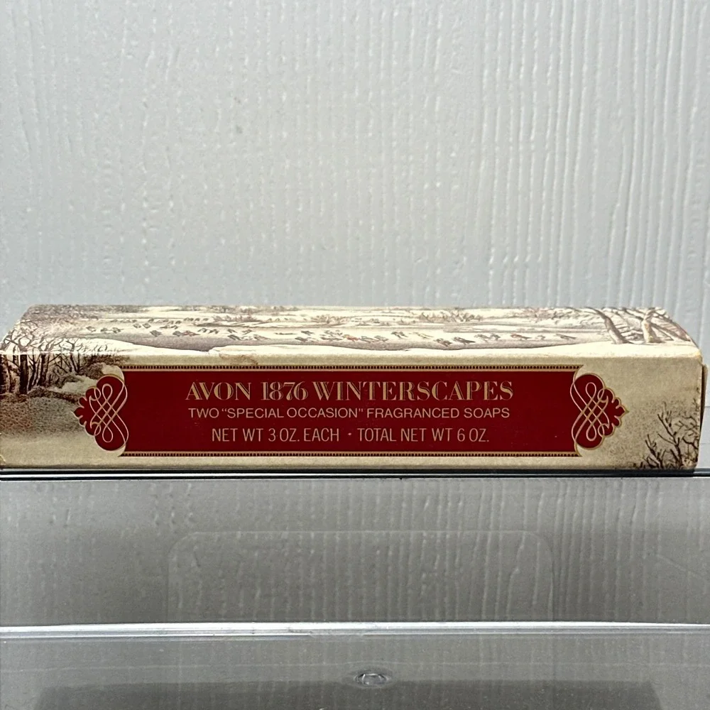 Vintage Avon 1876 Winterscapes Currier & Ives Fragranced Soap Set 2 Bars 6oz